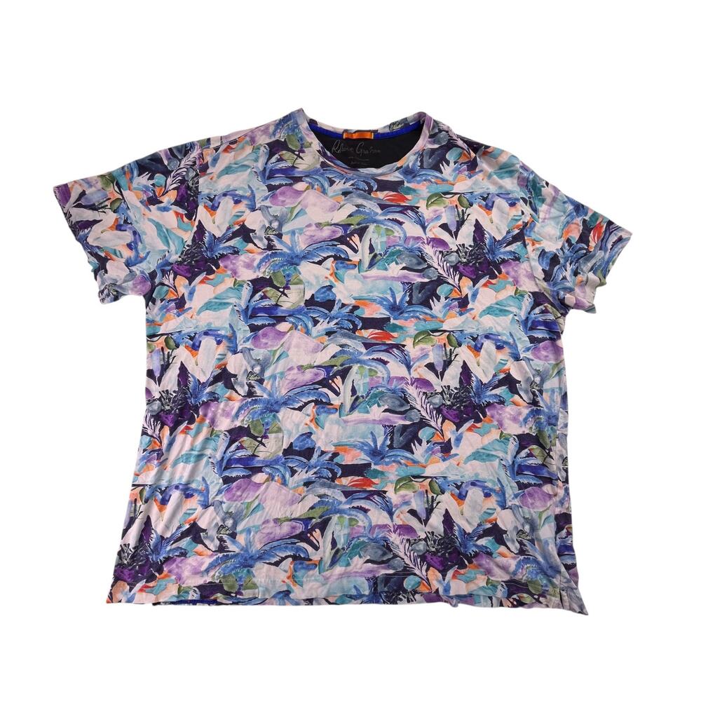 Robert Graham patterned cotton t shirt, size 3XLT, FLAW PICTURED